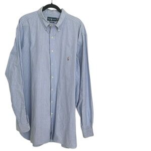 Ralph Lauren blue label blue and white cotton striped button down shirt